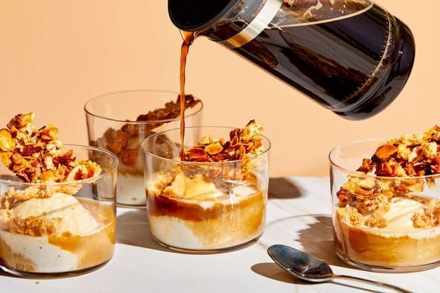Almond Joy Affogato with Shaved Almonds