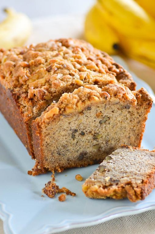 Banana Bread Affogato with Walnut Topping