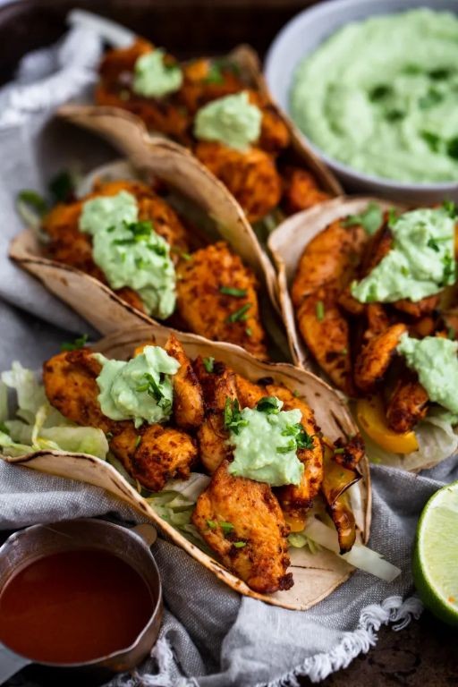 Cajun Chicken Tacos with Avocado Crema