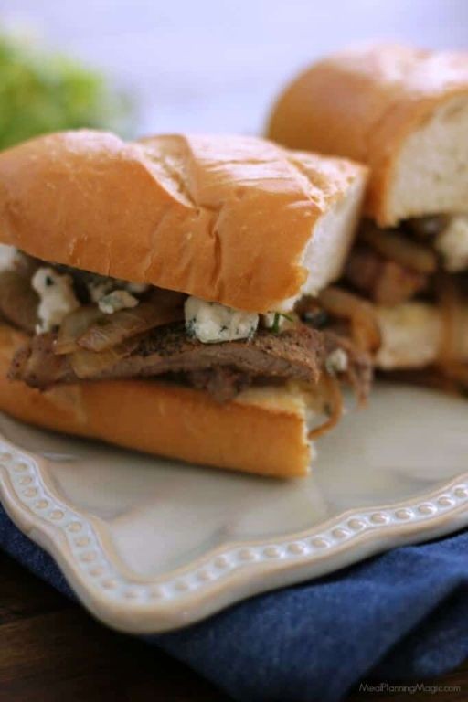 Caramelized Onion and Blue Cheese Shaved Beef Sandwich