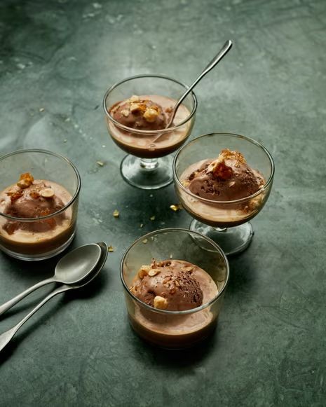 Chocolate Hazelnut Affogato with Crushed Wafers