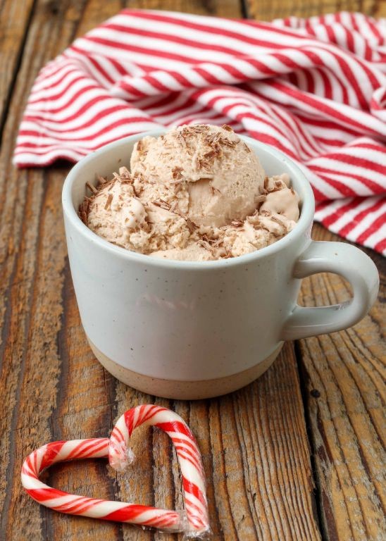 Peppermint Mocha Affogato with Candy Cane Dust