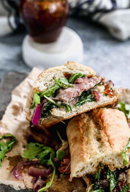 Shaved Beef and Brie Sandwich with Fig Jam