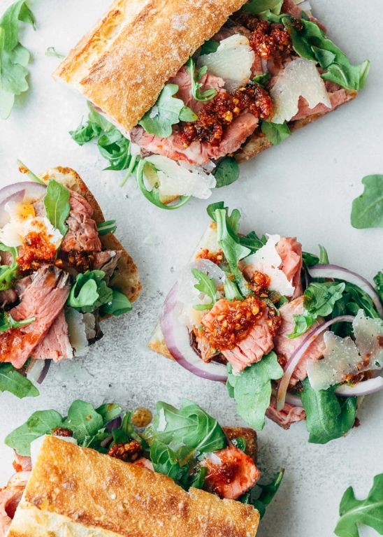 Shaved Beef and Pesto Sandwich with Sun-Dried Tomatoes