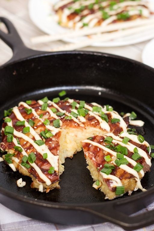 Authentic Okonomiyaki with Cabbage and Pork Belly