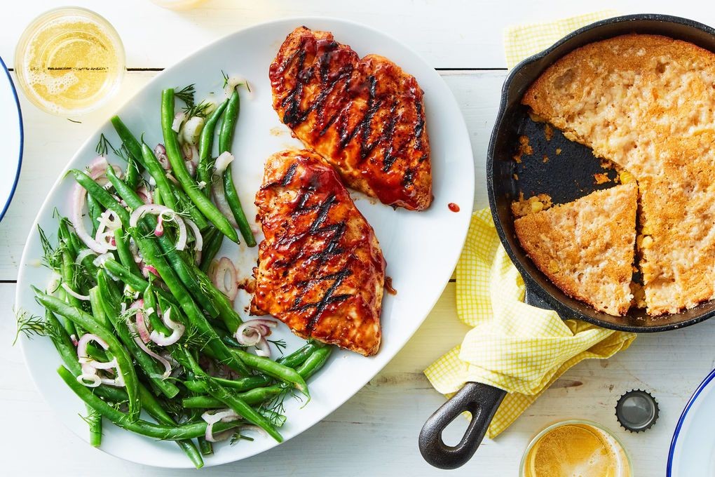 BBQ Chicken Breast with Corn and Green Beans