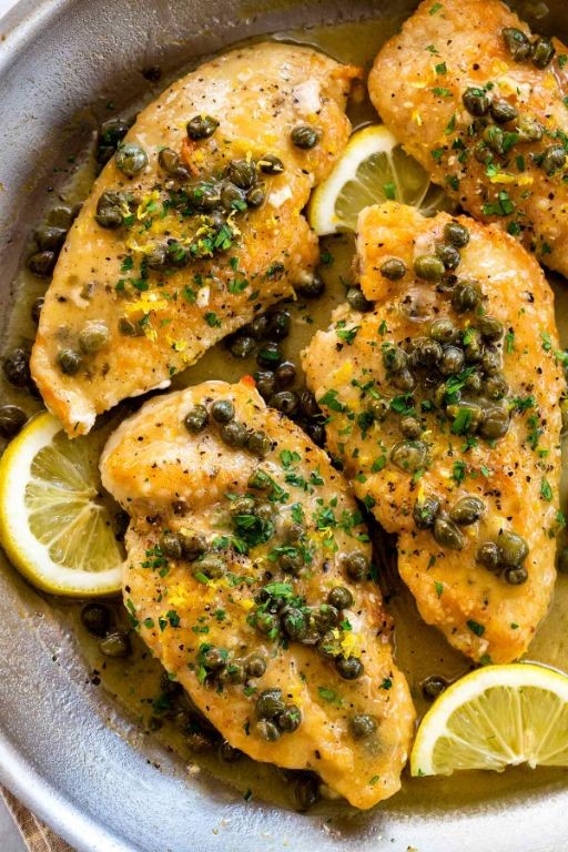 Baked Chicken Cutlets with Lemon Caper Sauce