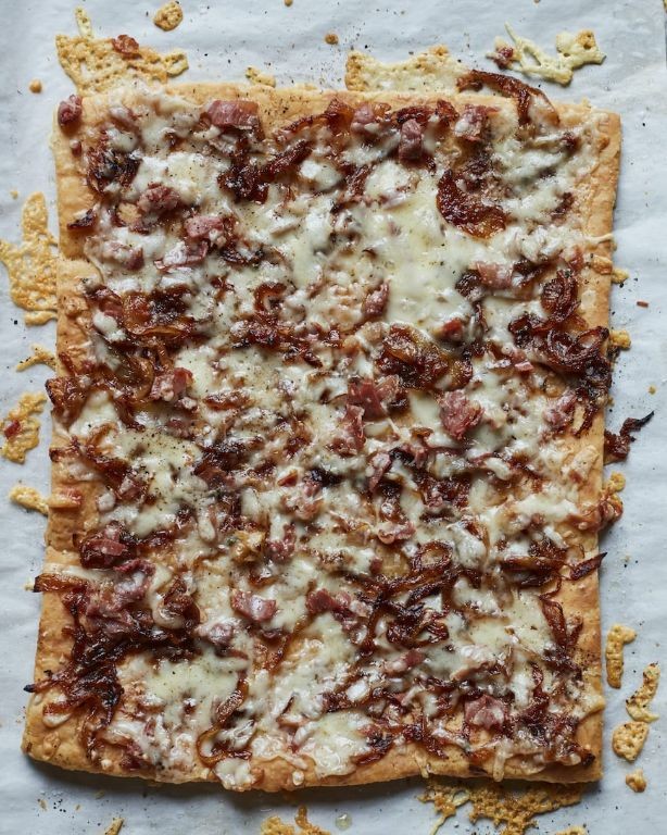 Beef Stroganoff Flatbread with Caramelized Onions