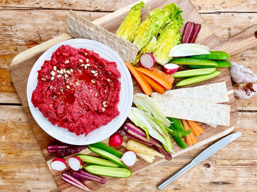 Beet and Carrot Hummus with Cumin