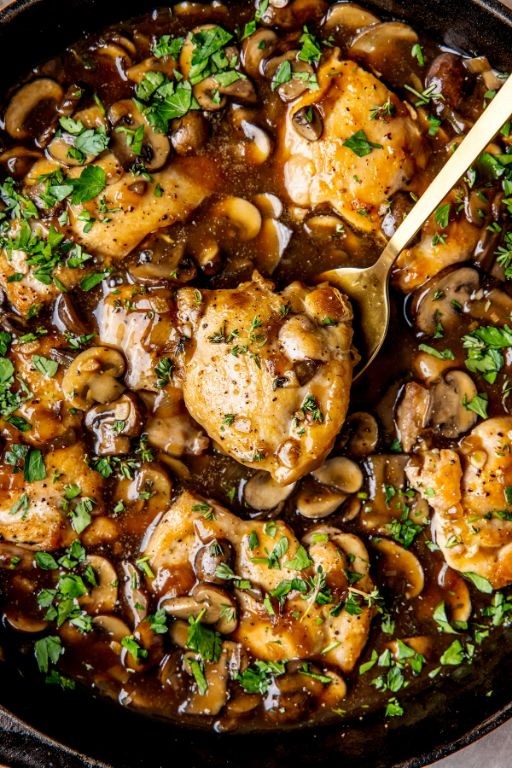 Bone-In Chicken Thighs with Mushroom Gravy
