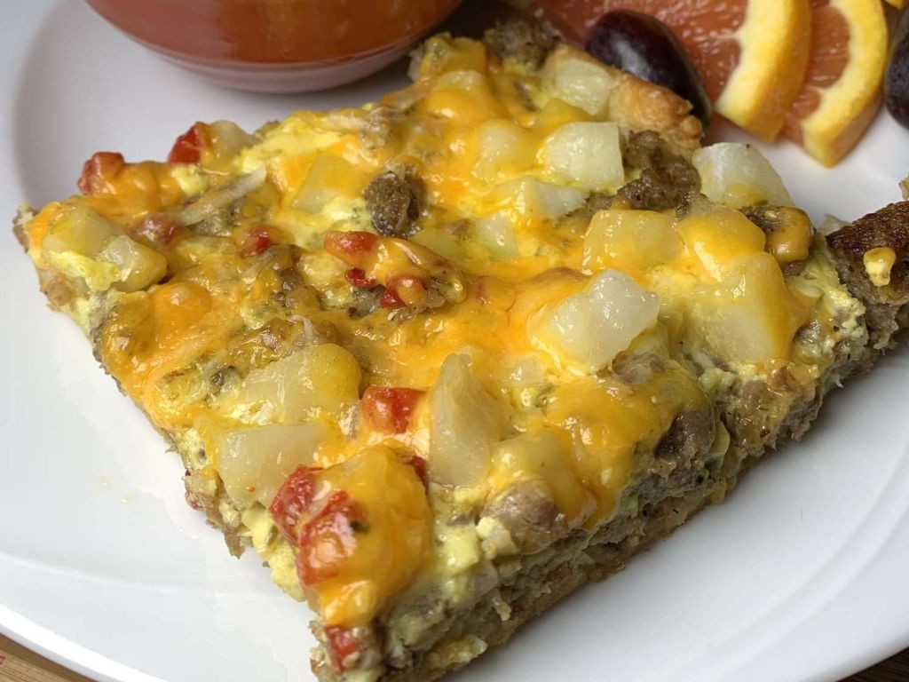 Breakfast Sausage and Egg Crescent Roll Pizza