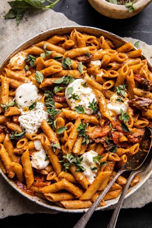 Burrata Pasta with Sun-Dried Tomatoes