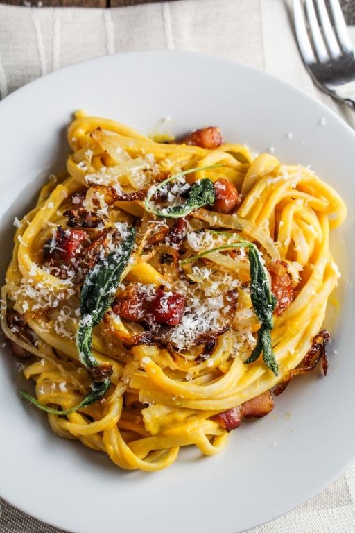 Carbonara with Crispy Sage and Brown Butter