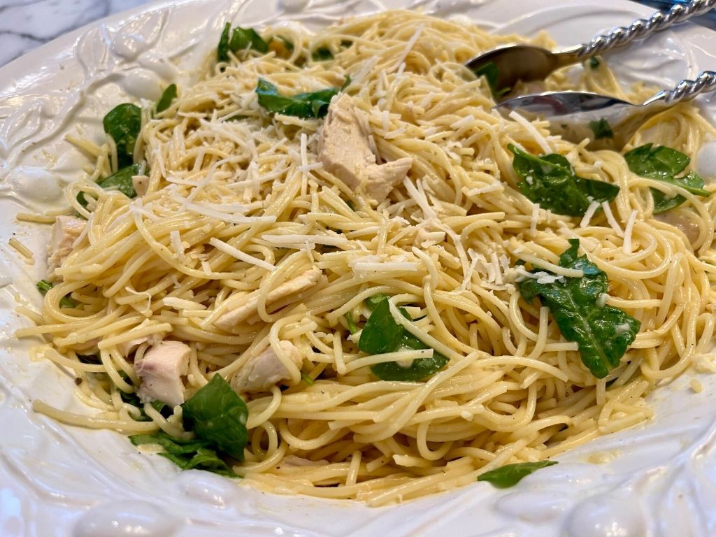 Carbonara with Grilled Chicken and Spinach