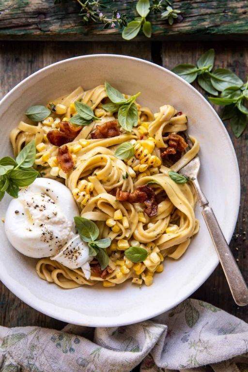 Carbonara with Roasted Garlic and Herbs