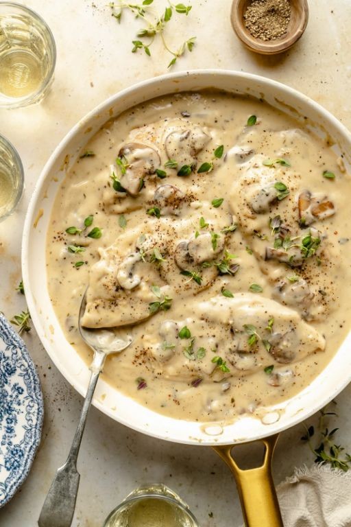 Creamy Mushroom Baked Chicken with Thyme Gravy