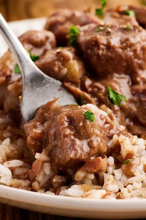 Crock Pot Beef Tips and Rice
