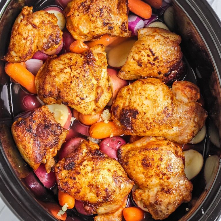 Crockpot Chicken Legs with Potatoes and Carrots