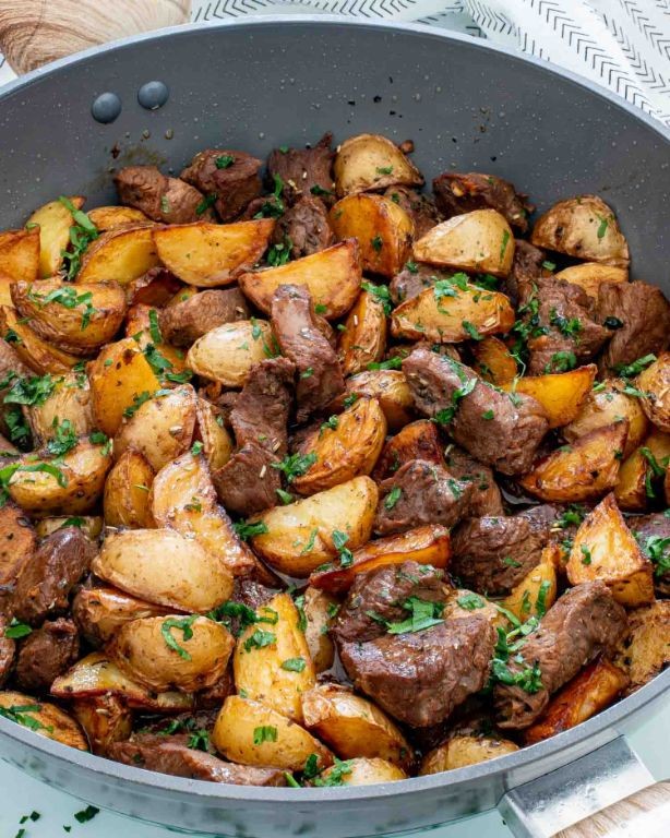 Garlic Butter Hamburger Skillet Potatoes