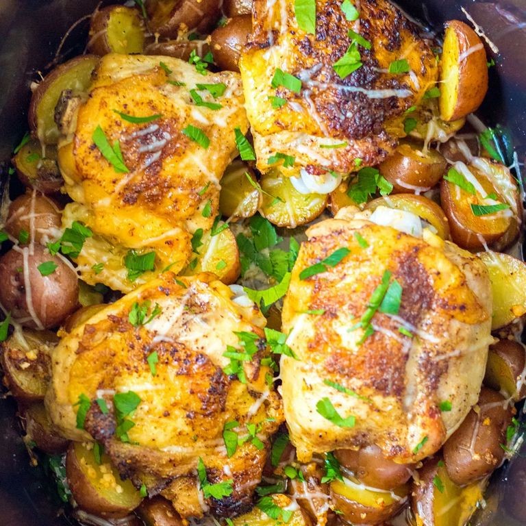 Garlic Parmesan Crockpot Chicken Legs