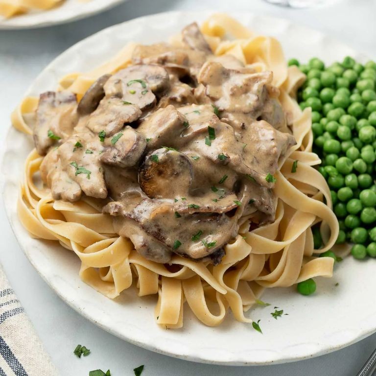 Gluten-Free Beef Stroganoff with Rice Noodles