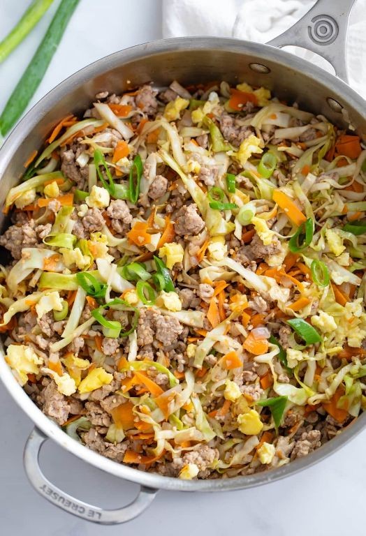 Hamburger and Cabbage Egg Rolls