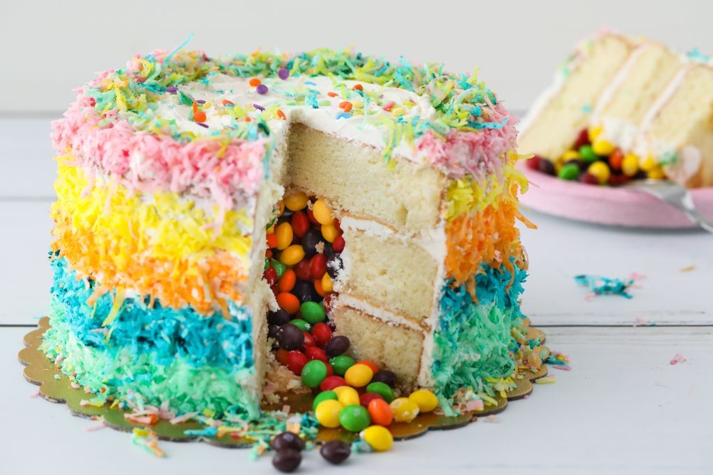 Layered Skittle Surprise Cake