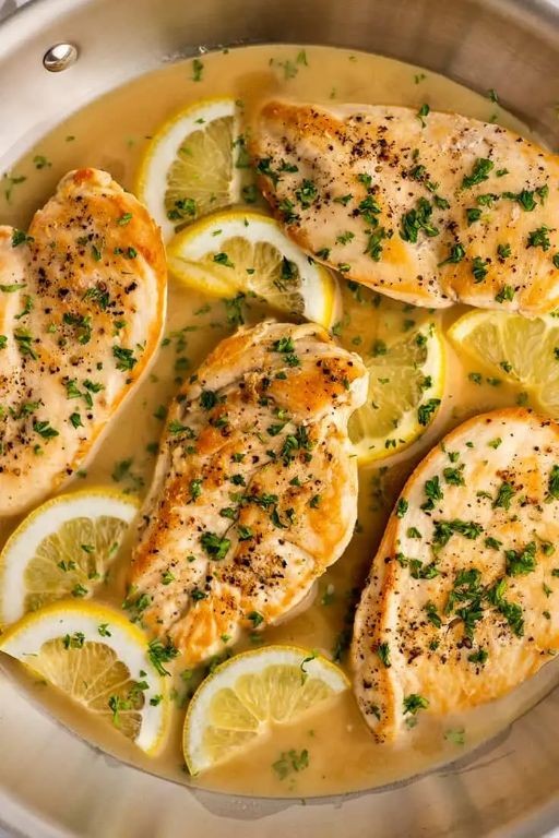 Lemon Herb Baked Chicken with White Wine Sauce