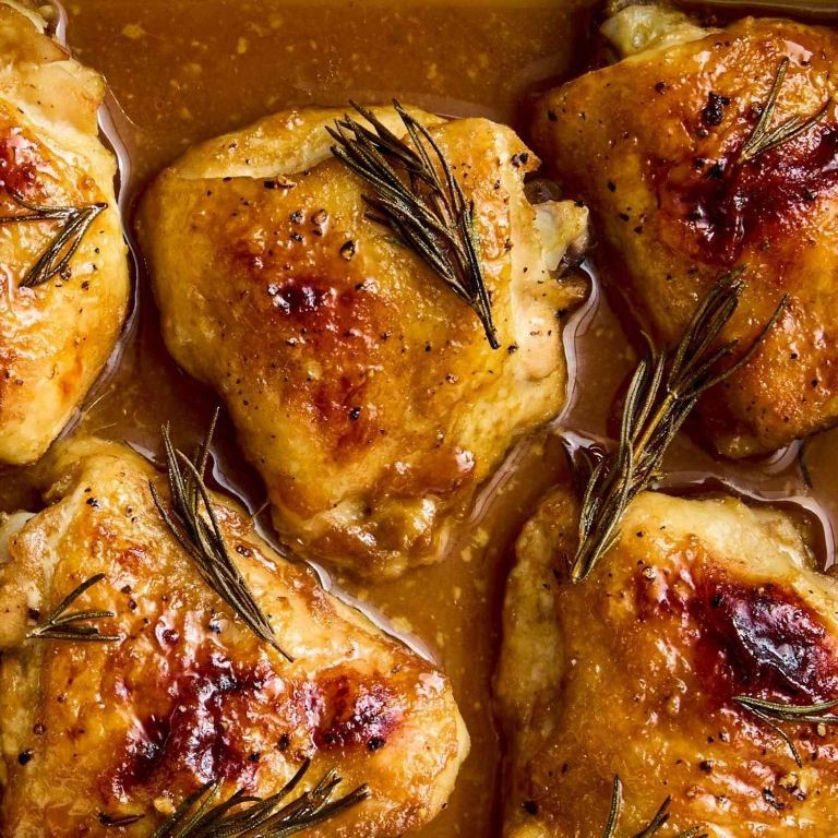 Maple Dijon Roasted Chicken Thighs