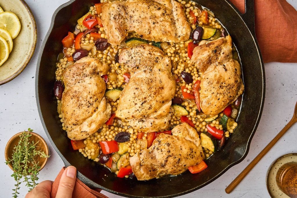 Mediterranean Chicken Breast with Olives and Couscous