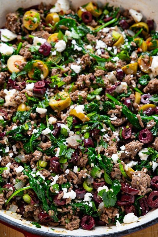 Mediterranean Hamburger Skillet with Feta