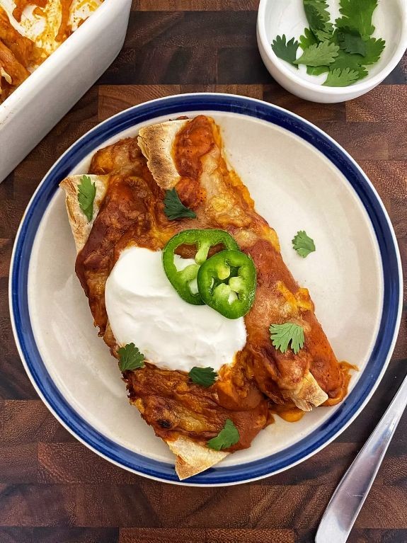 Mexican ground chicken and cabbage enchiladas