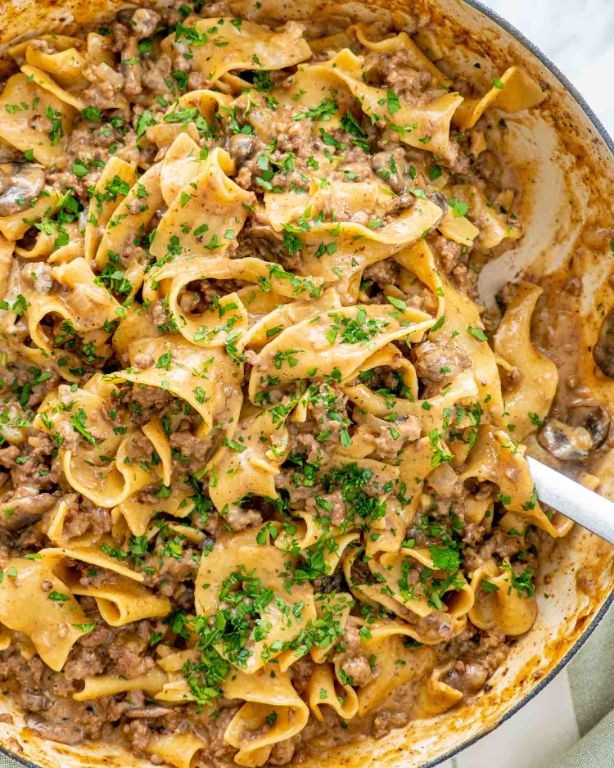 One-Pot Beef Stroganoff with Egg Noodles
