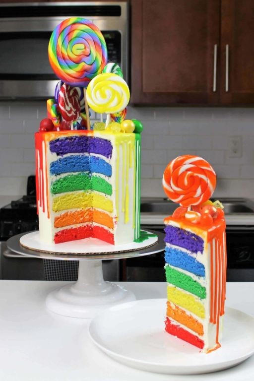Rainbow Skittle Drip Cake