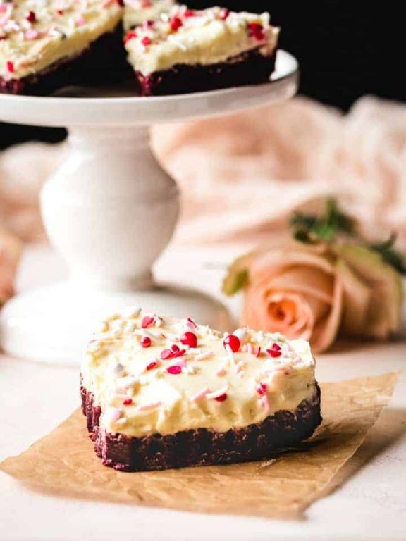 Red Velvet Blonde Brownies with Cream Cheese Frosting