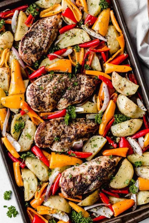Sheet Pan Chicken with Bell Peppers and Potatoes