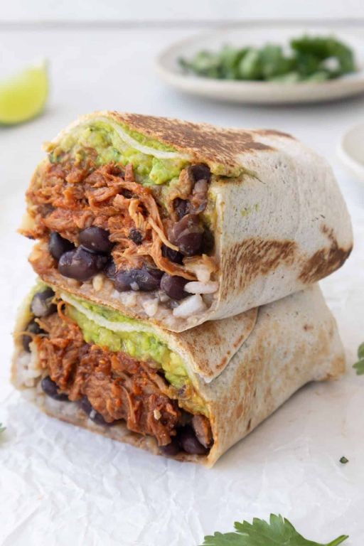 Shredded Pork and Bean Burritos