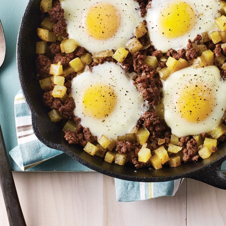 Skillet Hamburger Hash with Eggs