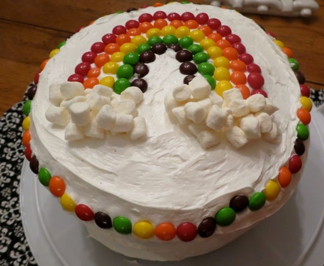 Skittle and Marshmallow Cloud Cake