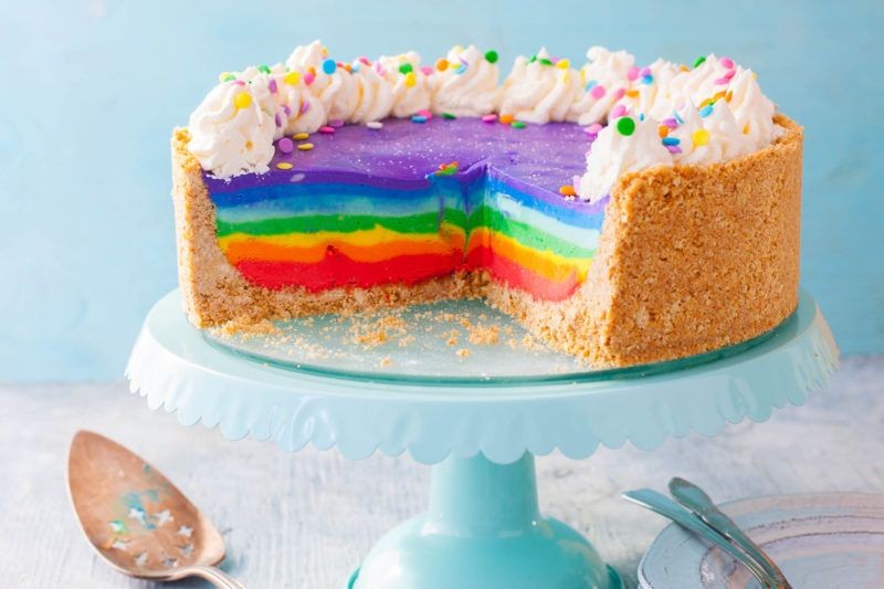 Skittle-Embedded Cheesecake