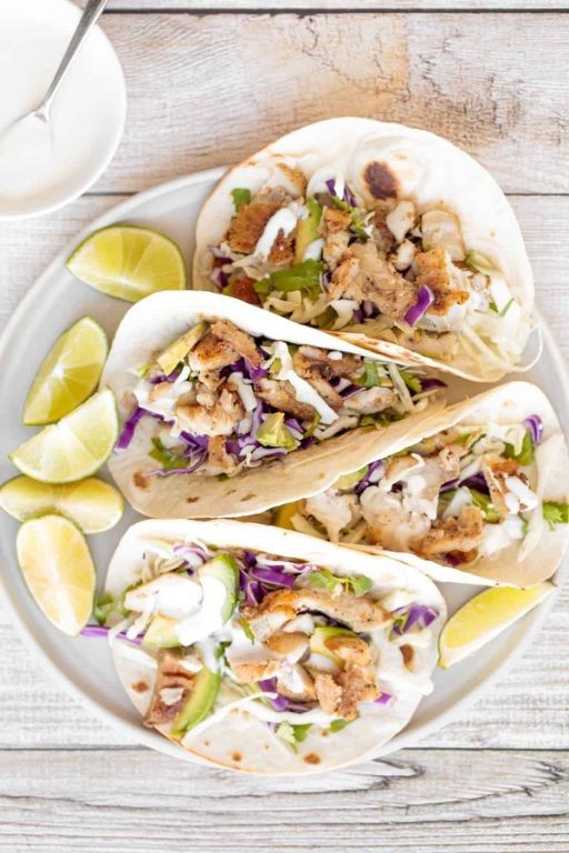 Speedy Fish Tacos with Lime Crema