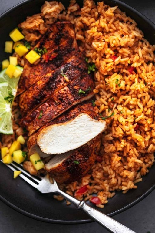 Spicy Cajun Chicken Breast with Black Beans and Rice