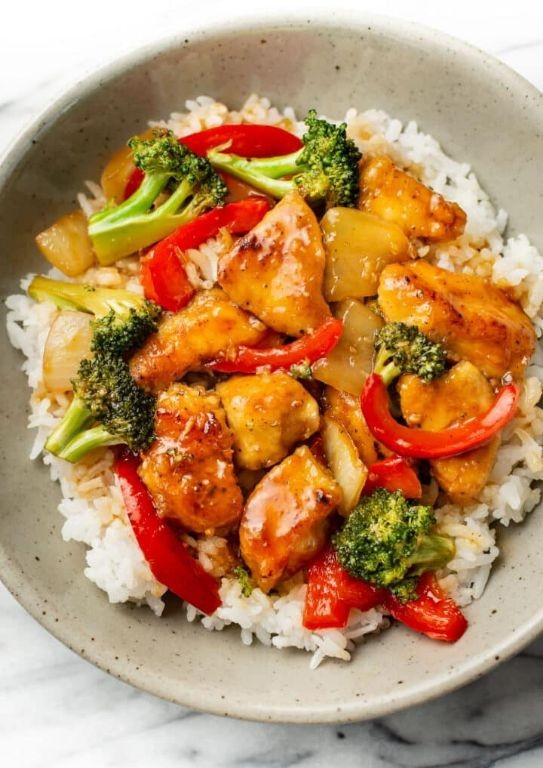 Teriyaki Chicken and Bell Pepper Bowls