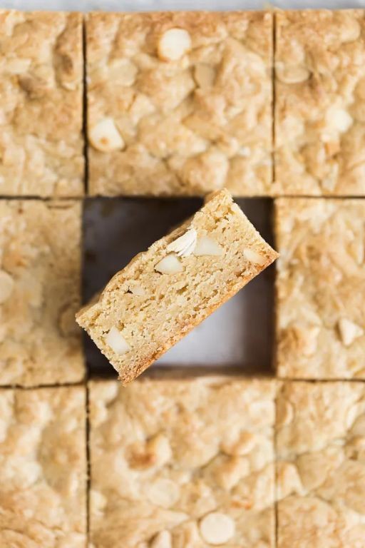 White Chocolate Macadamia Nut Blonde Brownies