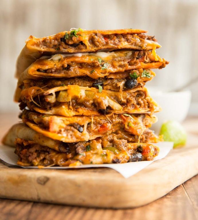 Zesty Hamburger Skillet Quesadillas